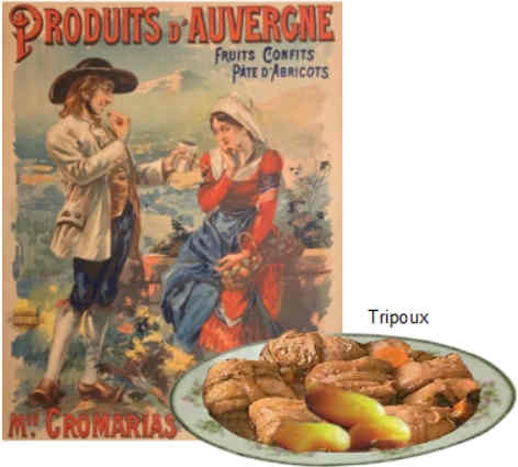 Gastronomie Auvergnate soupe aux choux truffade tripoux aligot Pte Auvergne